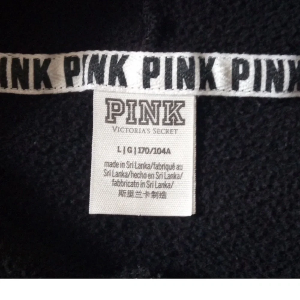 PINK hooded Sweatshirt black laced cropped hoodie gym beach pool Victoria’s - Picture 6 of 8